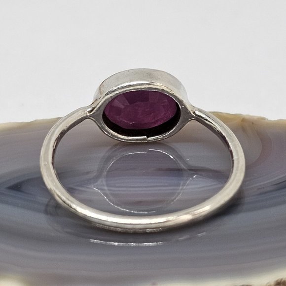 925 Sterling Silver - Natural Ruby Gemstone Ring Size 8.5 - Picture 4 of 14